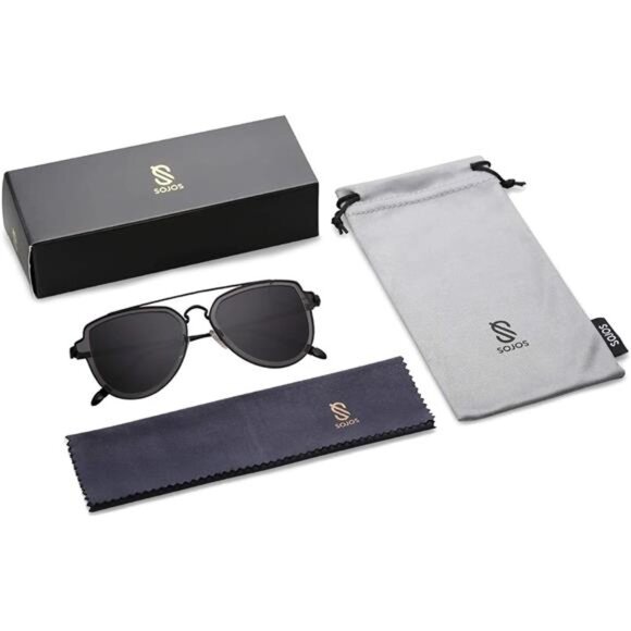 Retro Aviator Polarized Sunglasses Men Women Mirrored Lens UV400 Double Bridge - Picture 5 of 6